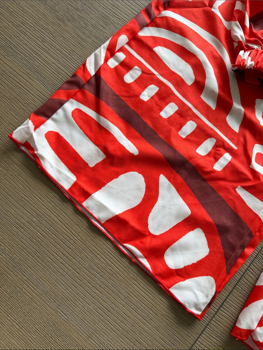 Red and White Printed One-Piece Swimsuit with Matching Pants - Picture 7 of 9
